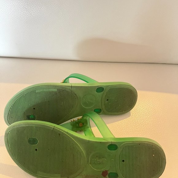 MISS TRISH SPLASH JELLY FLIP FLOPS SANDALS GREEN 9 M UNIQUE - Picture 6 of 7